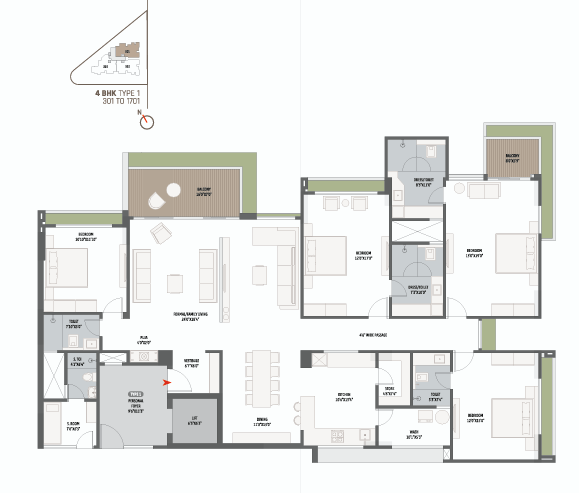 4 BHK floor plan