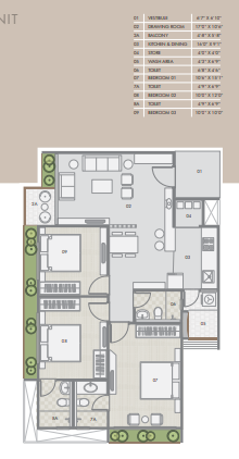 3 BHK floor plan