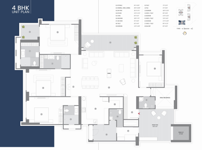 4 BHK floor plan