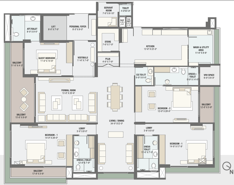 4 BHK floor plan