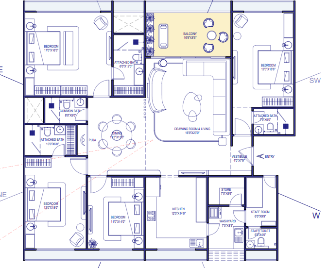 4 BHK floor plan