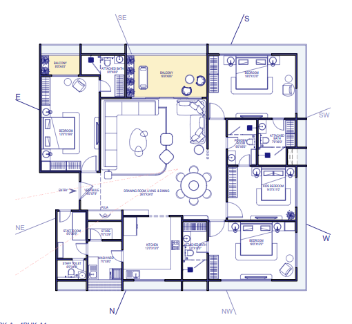 4 BHK floor plan