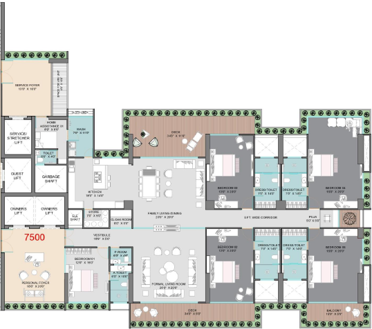 5 BHK floor plan