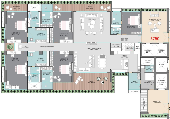 5 BHK floor plan