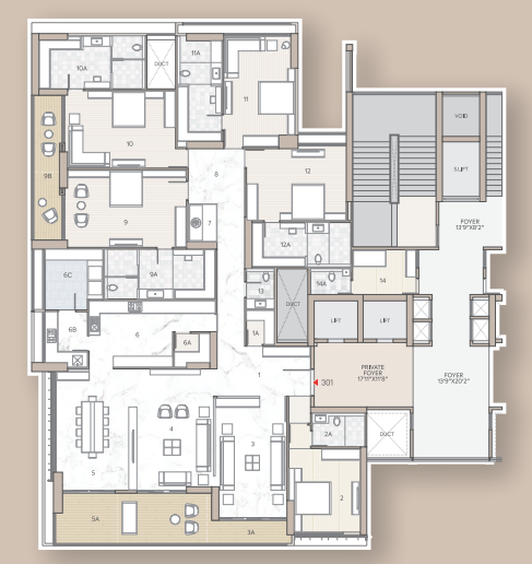 5 BHK floor plan
