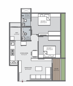 2 BHK floor plan