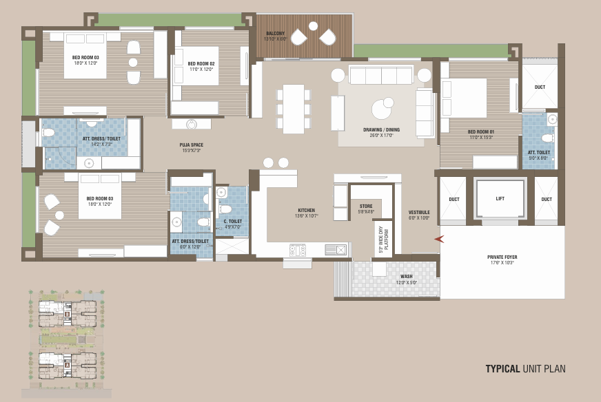 4 BHK floor plan