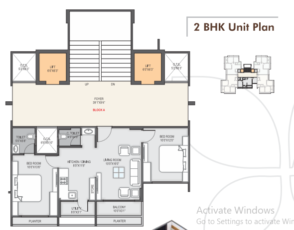 2 BHK floor plan