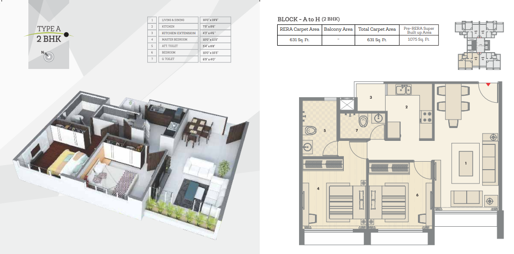 2 BHK floor plan