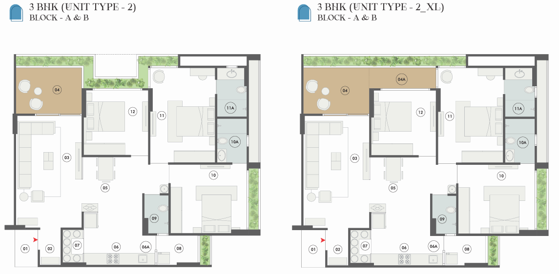 3 BHK floor plan