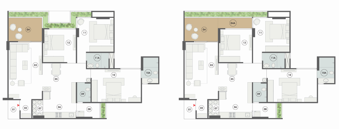 3 BHK floor plan
