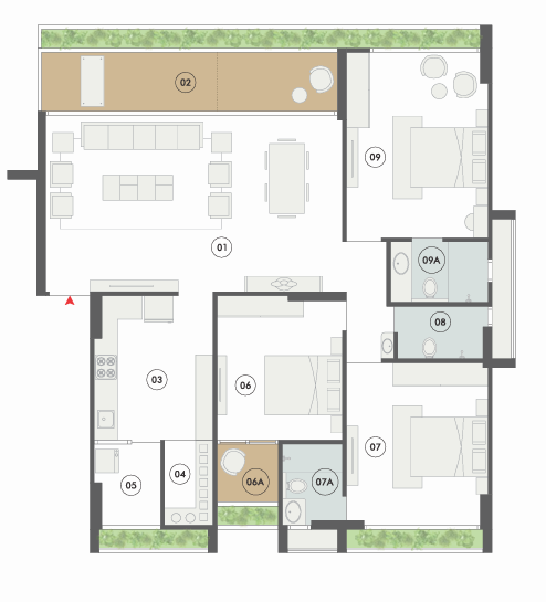 3 BHK floor plan