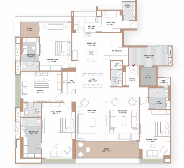 4 BHK floor plan