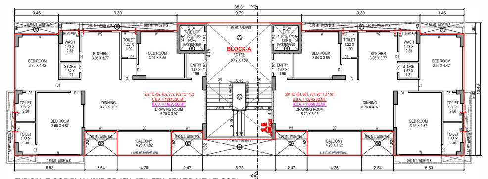 3 BHK floor plan