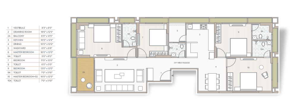 3 BHK floor plan