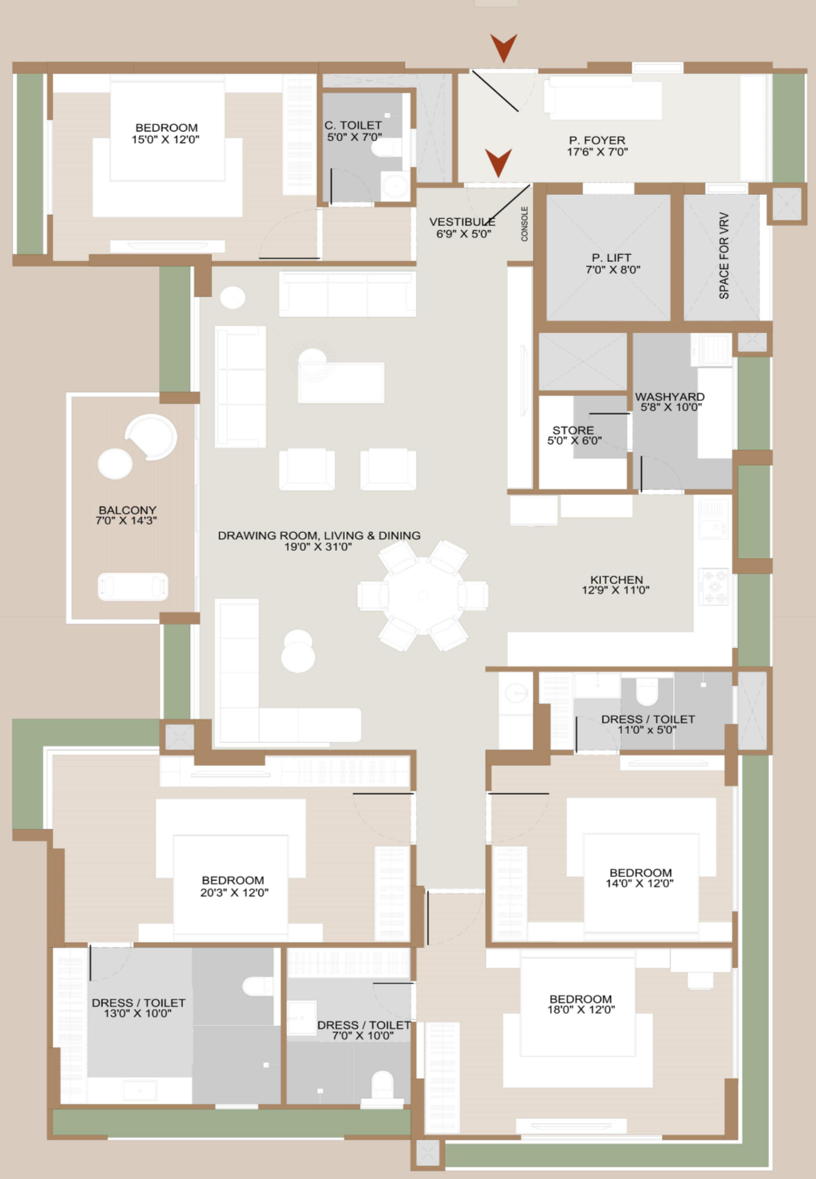 4 BHK floor plan