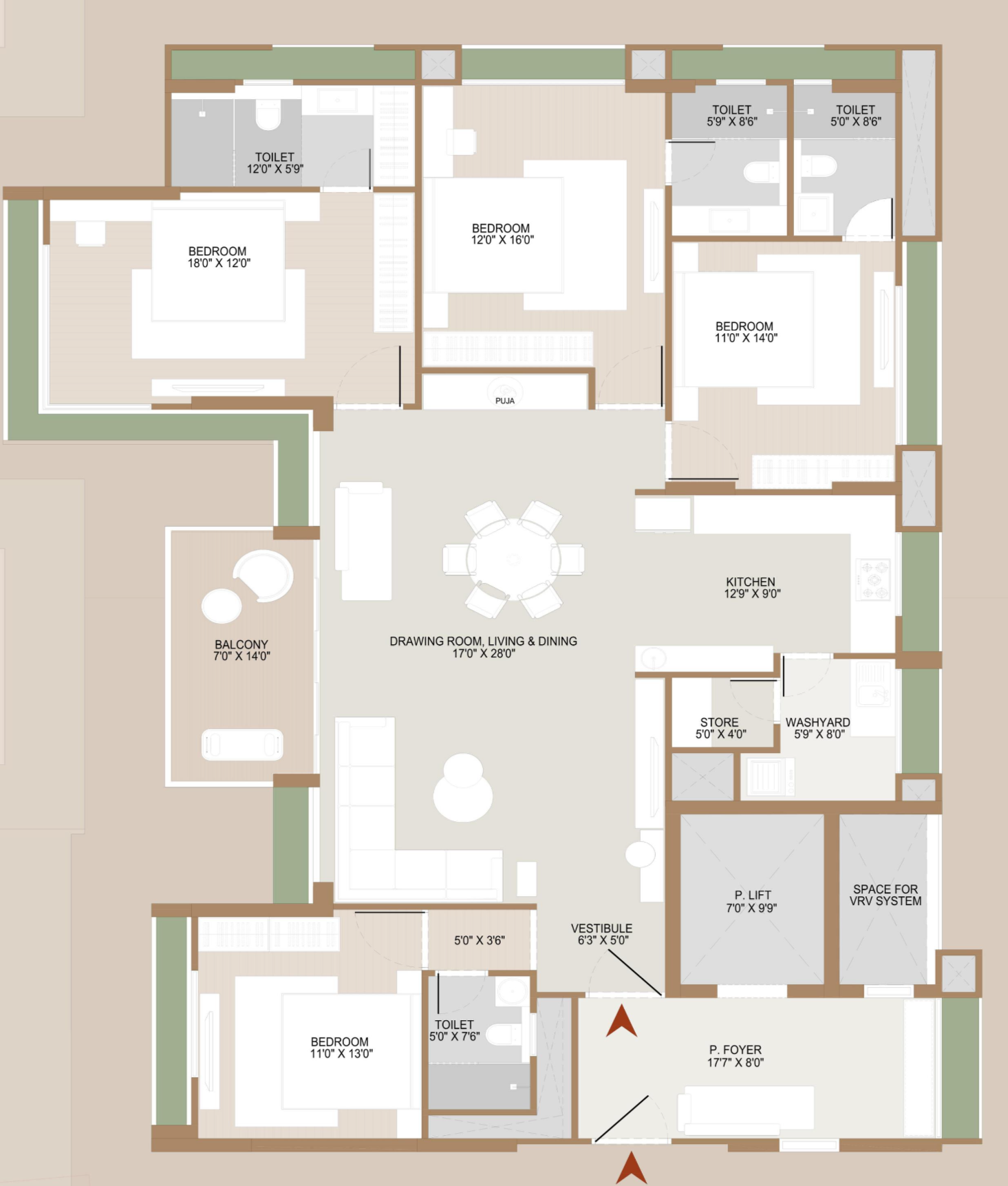 4 BHK floor plan
