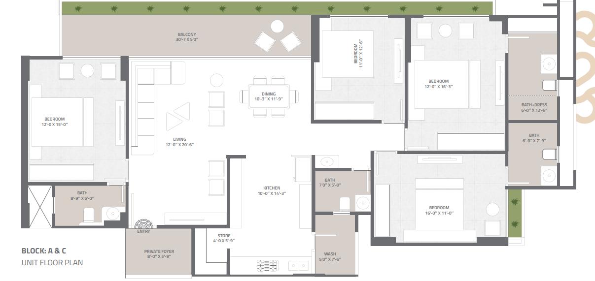4 BHK floor plan