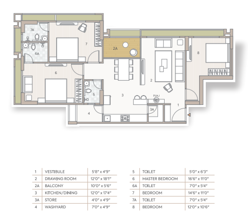 4 BHK floor plan