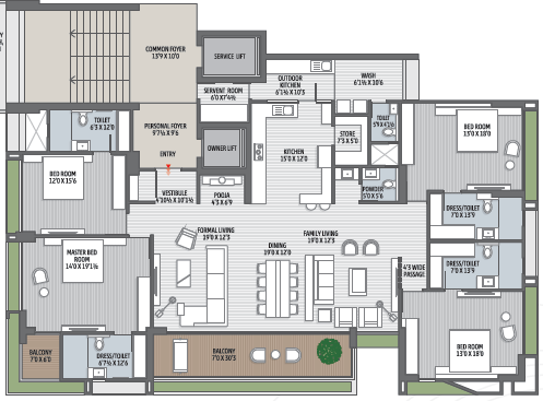 4 BHK floor plan