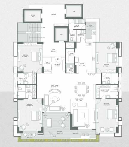 4 BHK floor plan