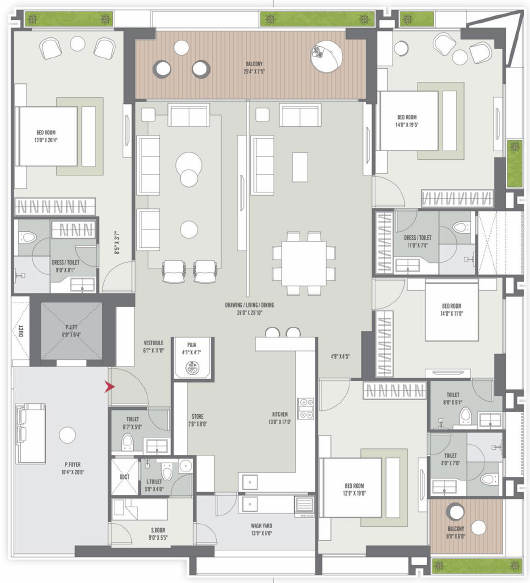 4 BHK floor plan