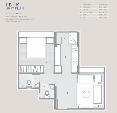 1 BHK floor plan