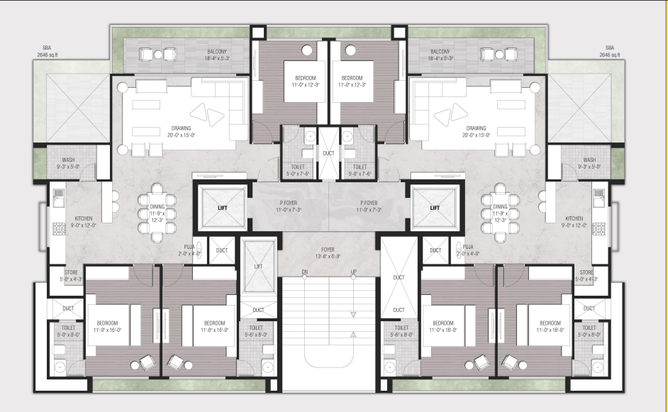 3 BHK floor plan