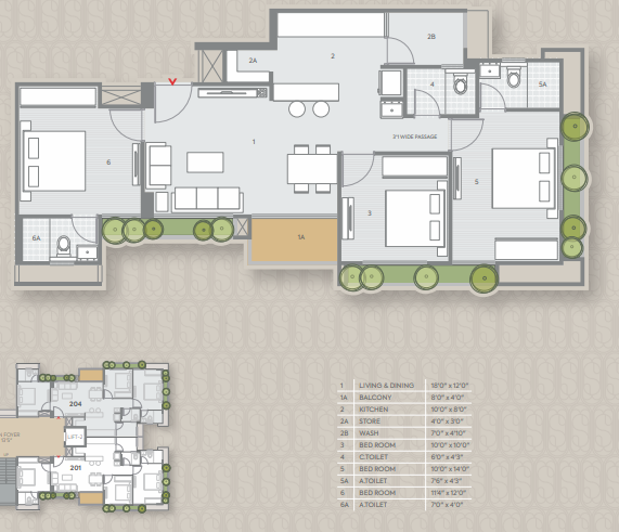 3 BHK floor plan