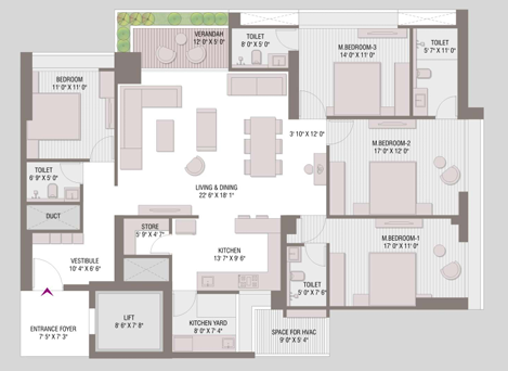 4 BHK floor plan