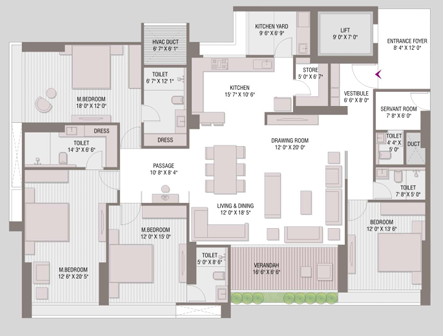 4 BHK floor plan