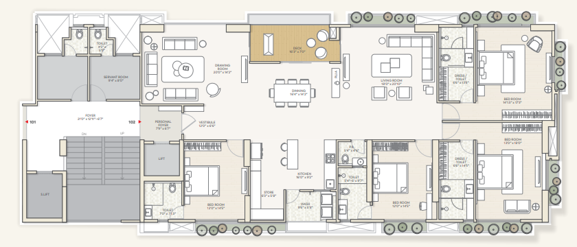 4 BHK floor plan