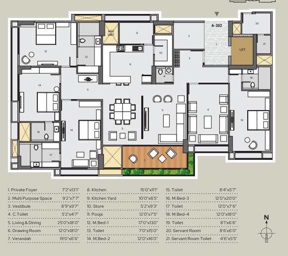 4 BHK floor plan