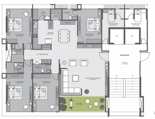 4 BHK floor plan