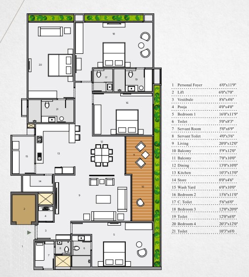 4 BHK floor plan