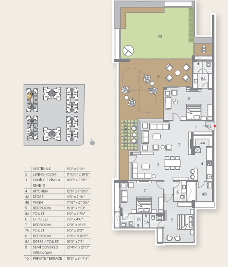 3 BHK floor plan