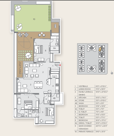 3 BHK floor plan