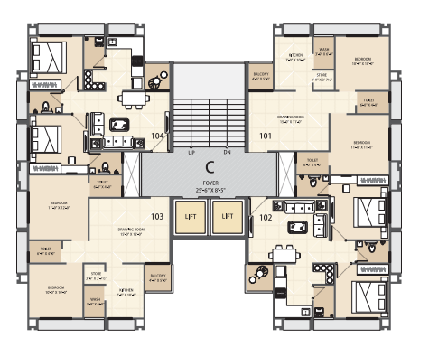 2 BHK floor plan