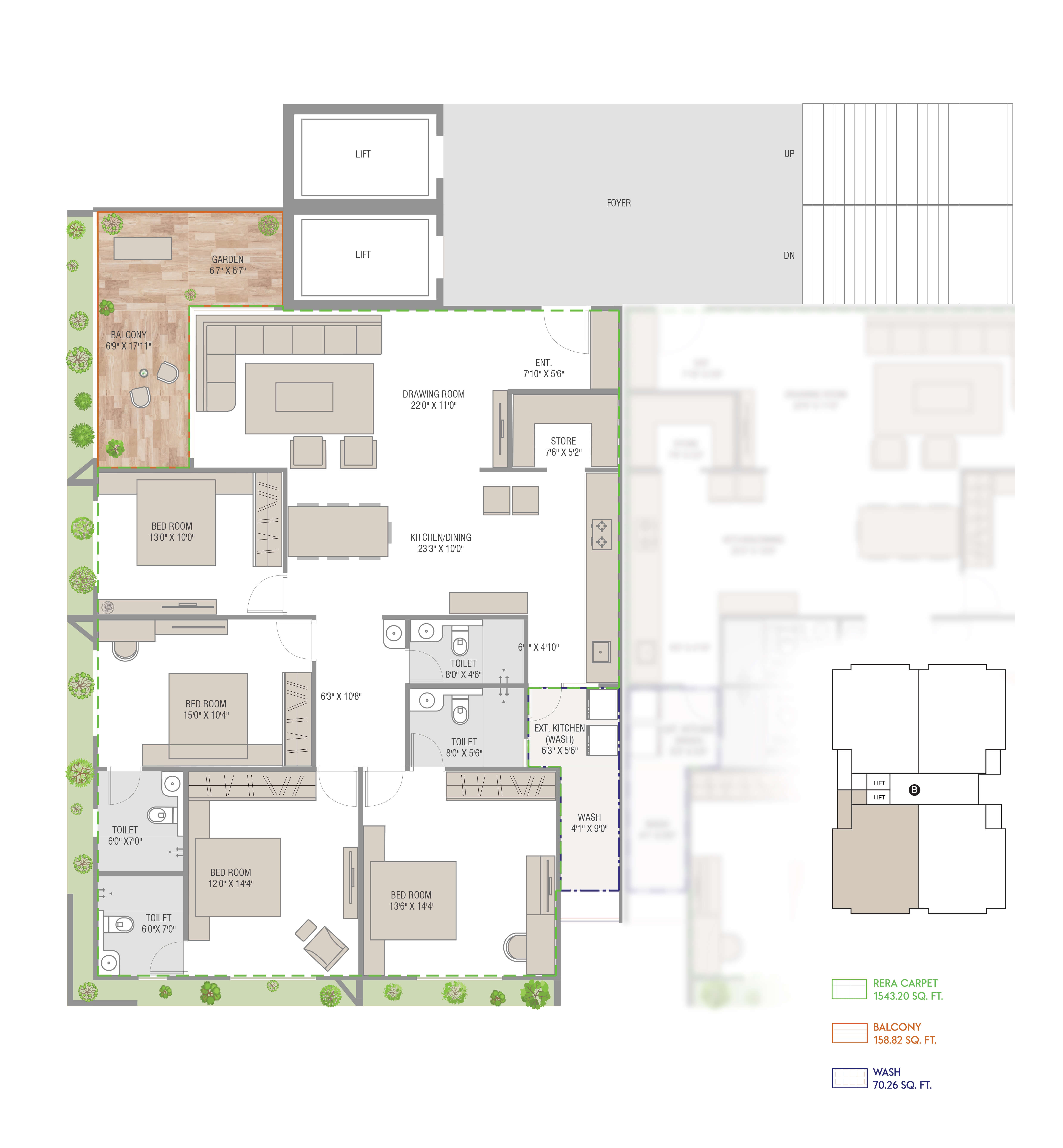 4 BHK floor plan