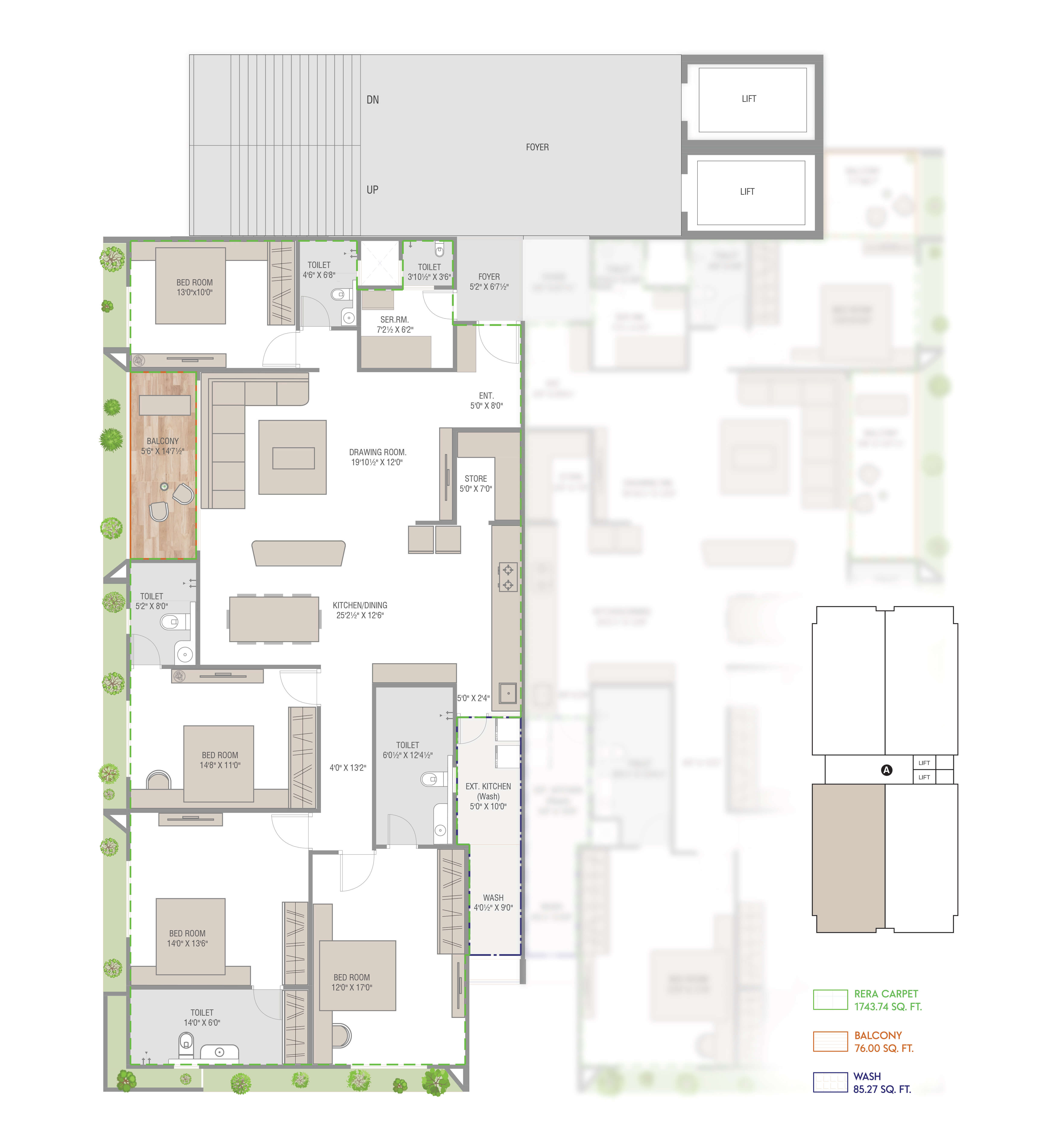 4 BHK floor plan