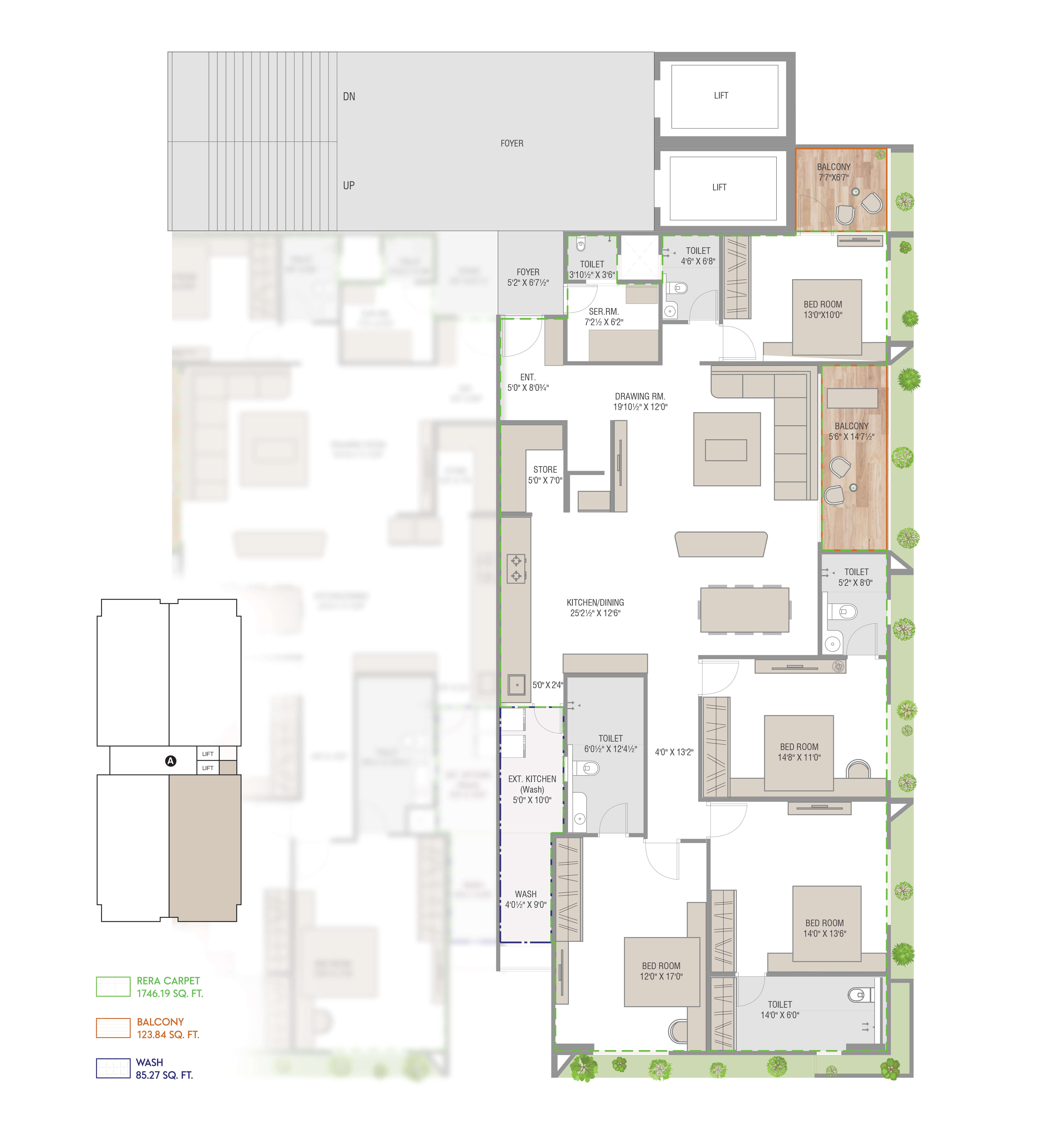 4 BHK floor plan