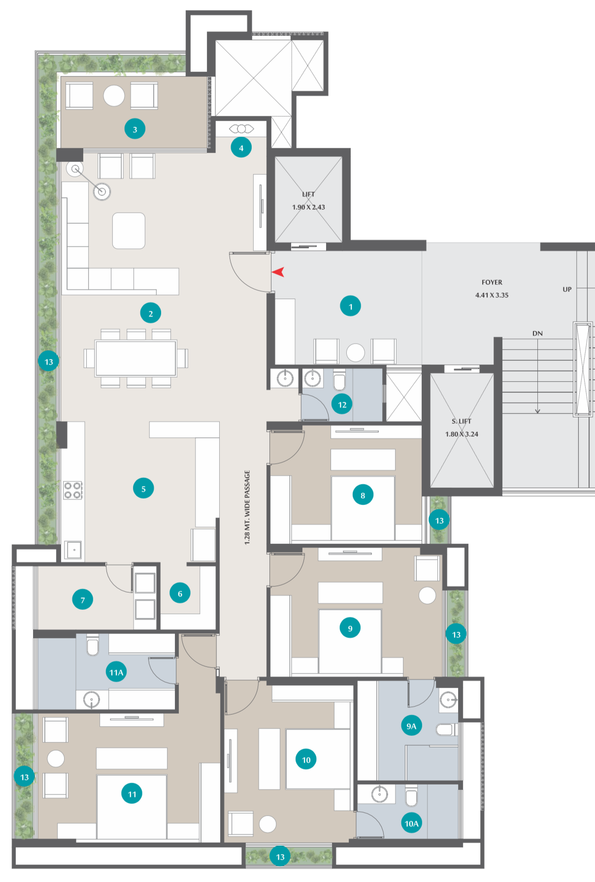 4 BHK floor plan