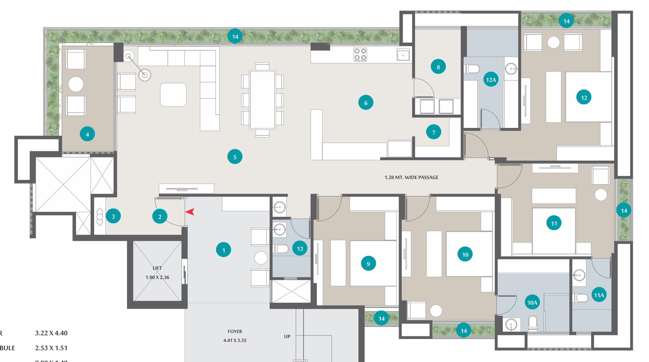 4 BHK floor plan