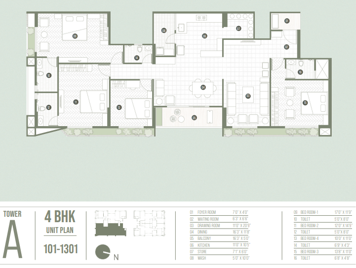 4 BHK floor plan