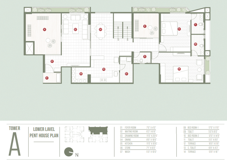 4 BHK floor plan
