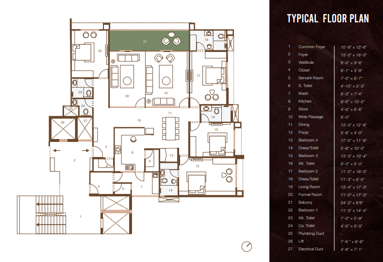 4 BHK floor plan