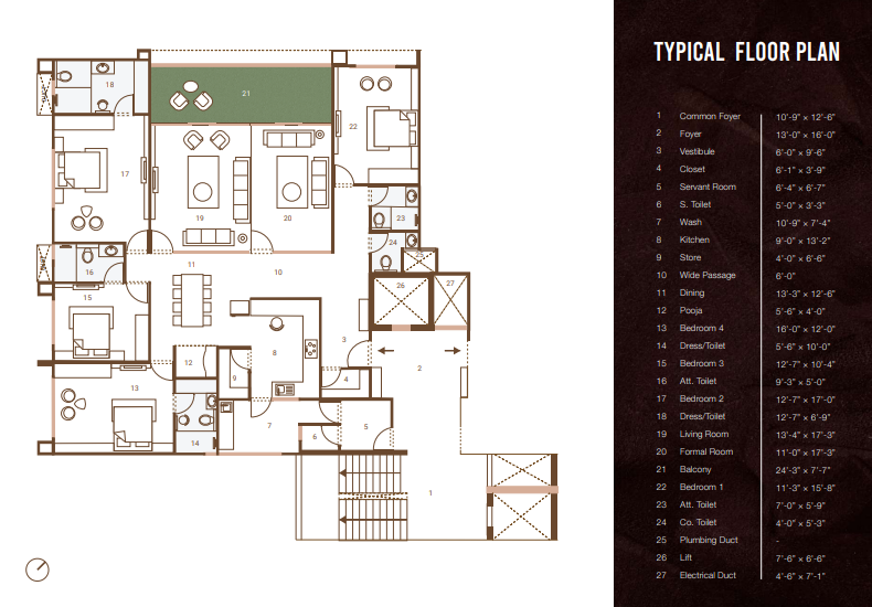 4 BHK floor plan