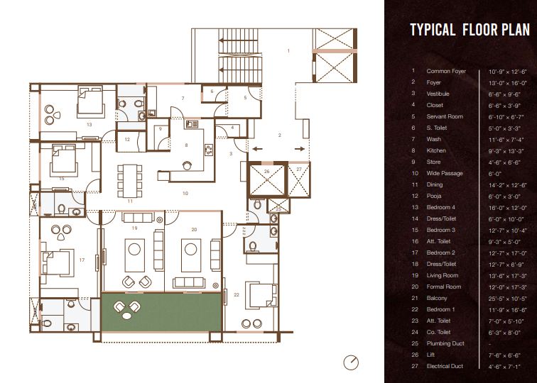 4 BHK floor plan