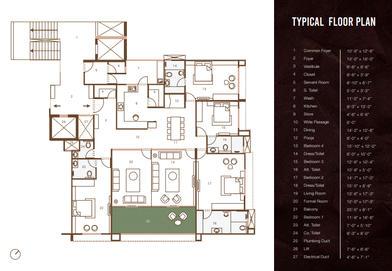 4 BHK floor plan