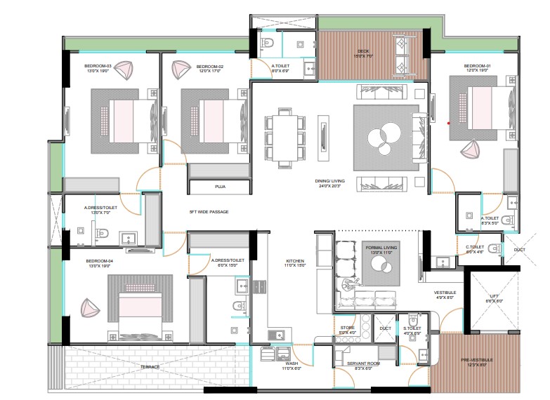 4 BHK floor plan